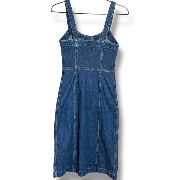 Madewell Dark Indigo Denim Shank Button-Front Tank Dress Sleeveless Midi Dress - Picture 16 of 16